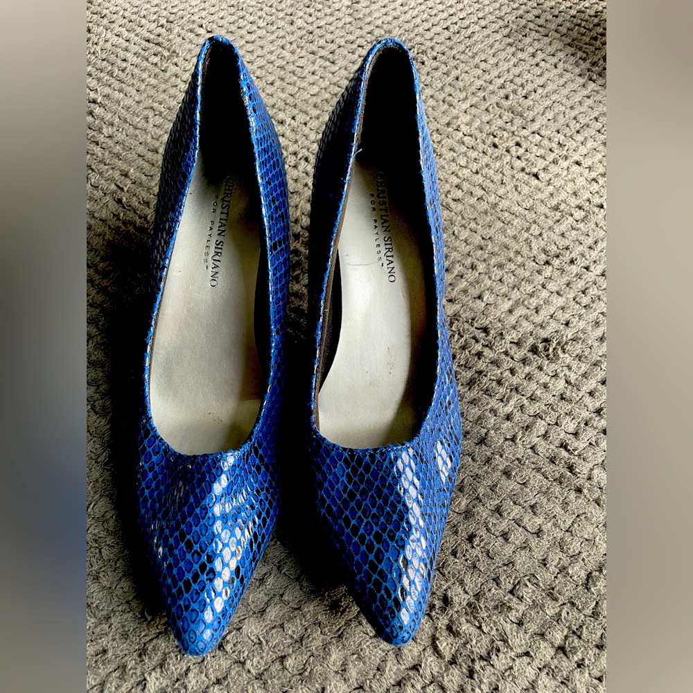 Christian Soriano Royal and Black snakeskin heels. Size 9M. Worn twice.